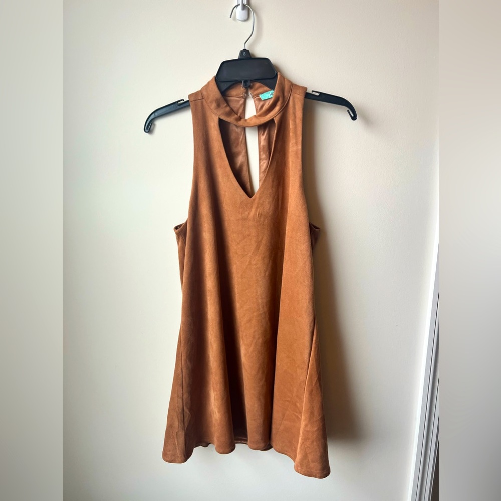 Karlie Suede Camel mini dress Size 4